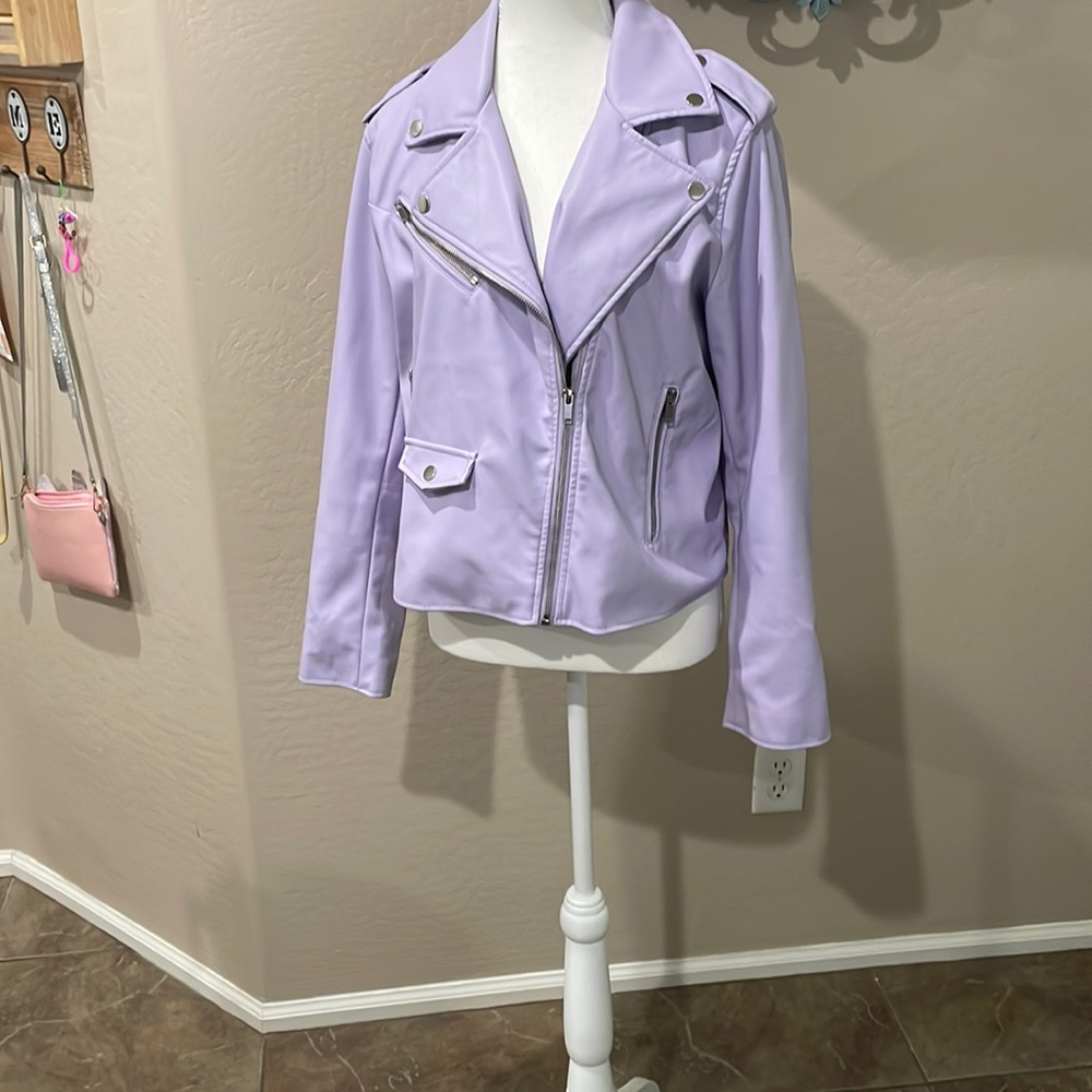 Nine West Purple Vinyl Moto Jacket
